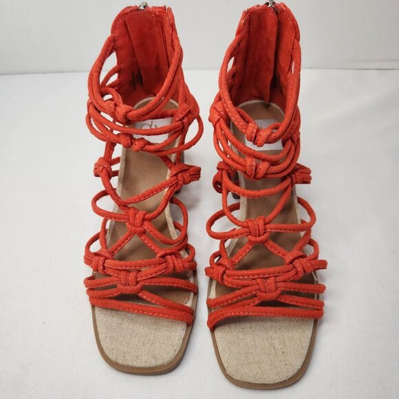 Dolce Vita Strappy Heeled Sandals With Back Zippers & Chunky Heel Size 6 - Picture 1 of 5